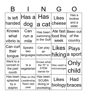 People Bingo Card