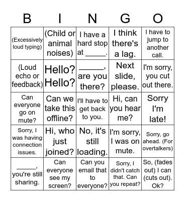 Conference Call BINGO Card