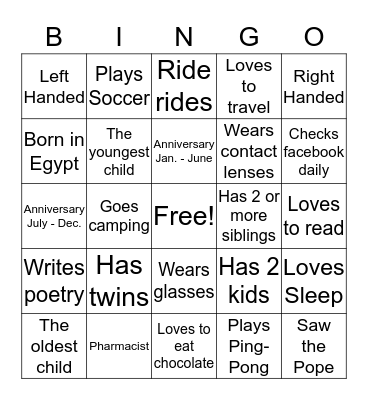 Couples BINGO Card