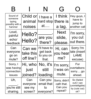 CONFERENCE CALL BINGO Card