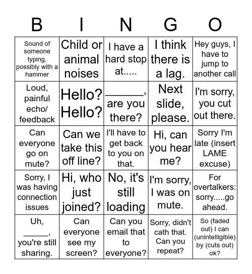 CONFERENCE CALL BINGO Card