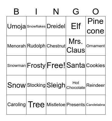Holiday Bingo Card