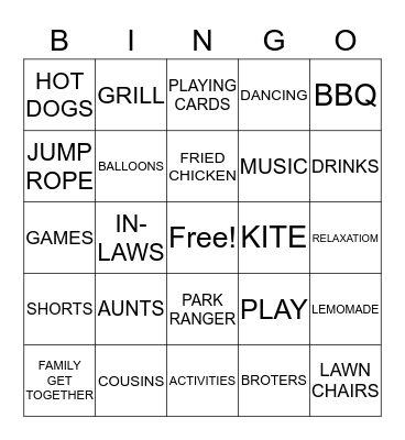 FAMILY REUNION BINGO Card