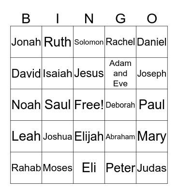 Bible Bingo Card