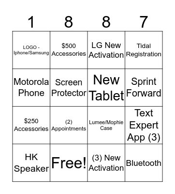 Team Knights Bingo Card