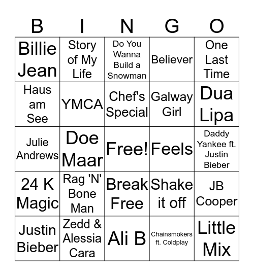 Stayokay Texel Muziek Bingo Card