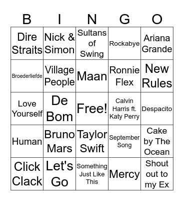 Stayokay Texel Muziek Bingo Card