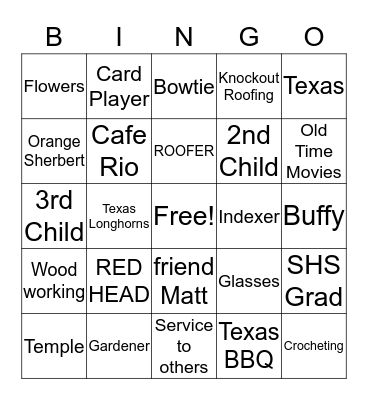 Rob & Gigi Birthday Bingo Card