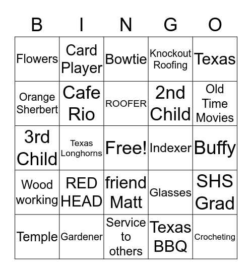 Rob & Gigi Birthday Bingo Card