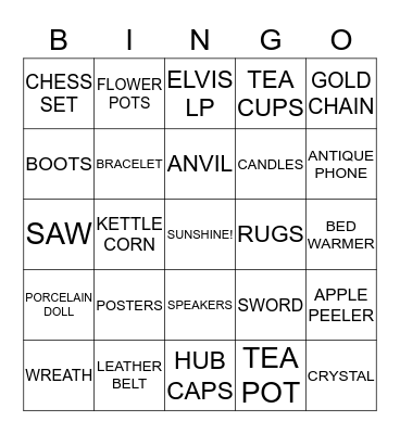 Treasure Hunt Bingo Card