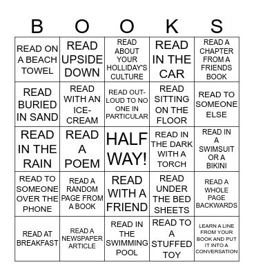 SUMMER READING BINGO Card