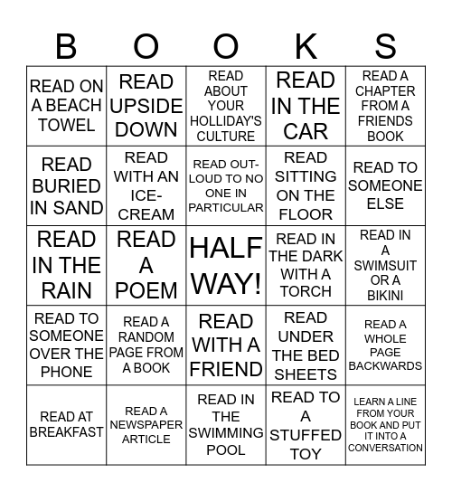 SUMMER READING BINGO Card