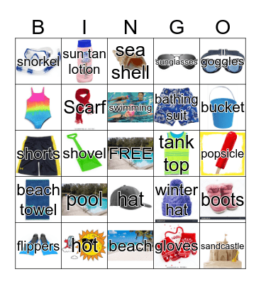 Revised summer winter words Bingo Card