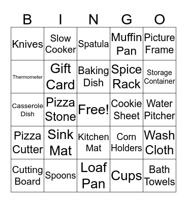 Nora's Bridal Bingo Card