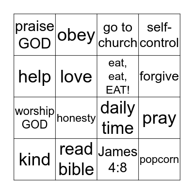 POPCORN BINGO Card