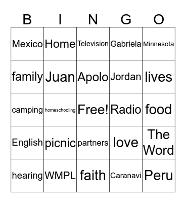 Fernandez Bingo Card