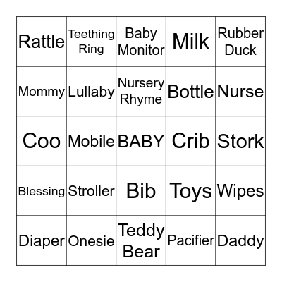Baby Bingo Card