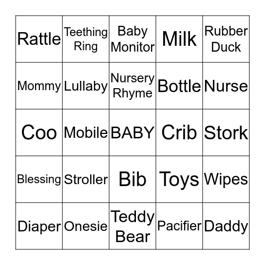 Baby Bingo Card