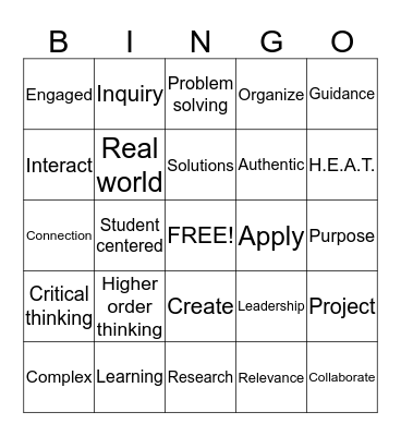 PBL Bingo  Bingo Card