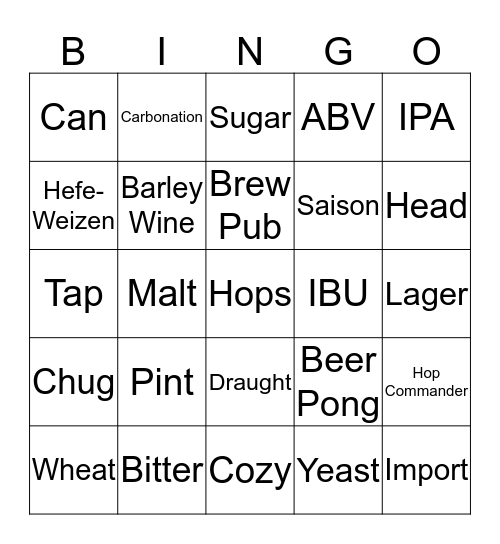 Beer Bingo Card