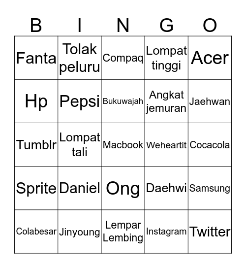 Bingonya Aileen Bingo Card