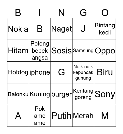 Louisa Bingo's Bingo Card