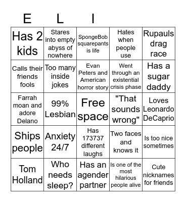 The Eli bingo  Bingo Card