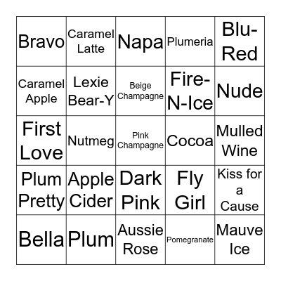 LipSense Bingo Card