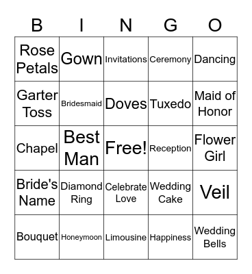 Bridal Shower Bingo Card