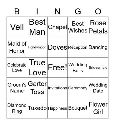 Bridal Shower Bingo Card