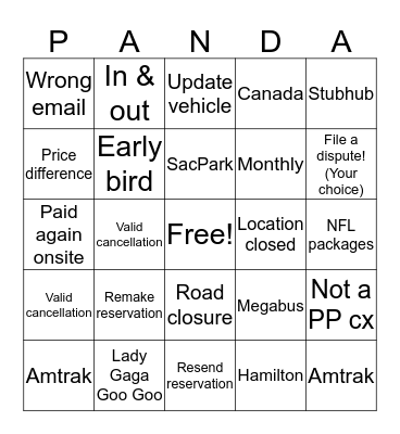 Be a Panda Bear !! Bingo Card