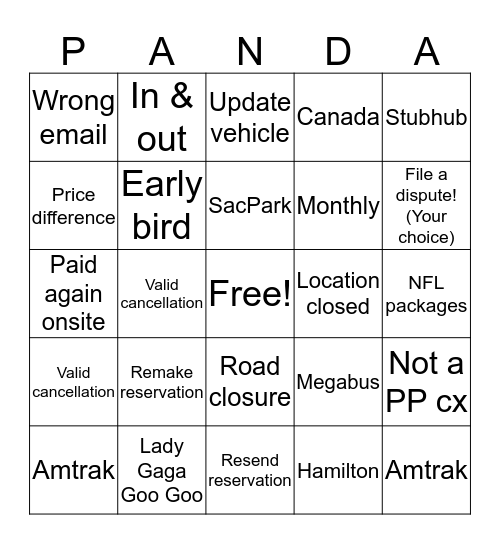 Be a Panda Bear !! Bingo Card