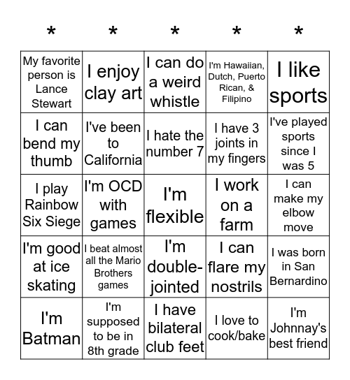 4th/6th Period Bingo Card