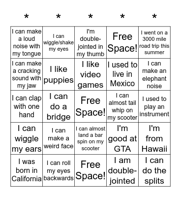 7th Period Bingo Card