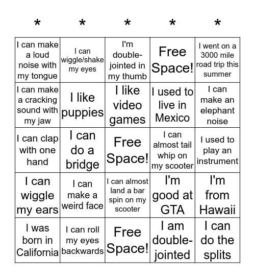 7th Period Bingo Card