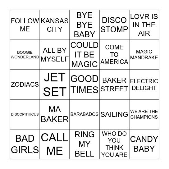 095 DISCO INFERNO Bingo Card