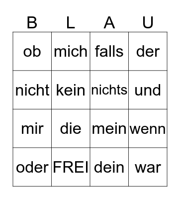 SIGHT WORDS - BLAU Bingo Card