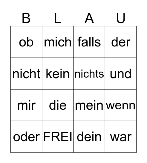 SIGHT WORDS - BLAU Bingo Card