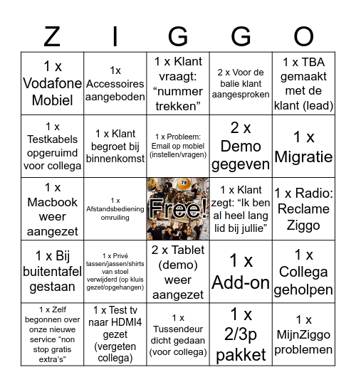 Bingoot bij de Ziggoot Bingo Card