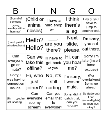 Conference Call Bingo Card