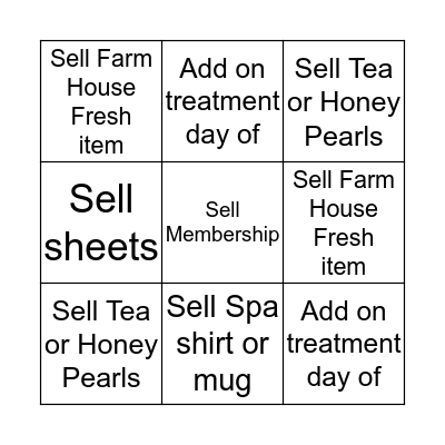 Spa Bingo! Bingo Card