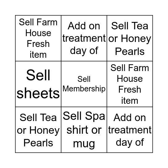 Spa Bingo! Bingo Card