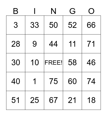Discovery Camp Bingo Card