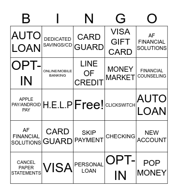 SERVICES AND PROMOTIONS BINGOMANIA Bingo Card