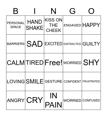 Body Language BINGO Card