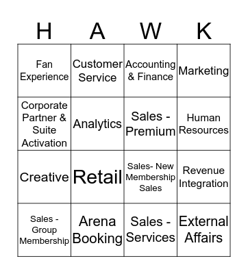Hawks Cube Crawl Bingo Card