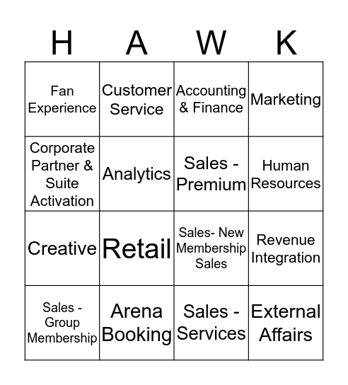 Hawks Cube Crawl Bingo Card