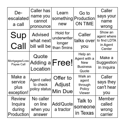 CSC/FSC Bingo Card