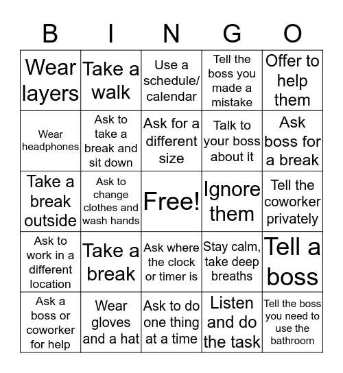 Expected and Unexpected Behavior at Work Bingo Card