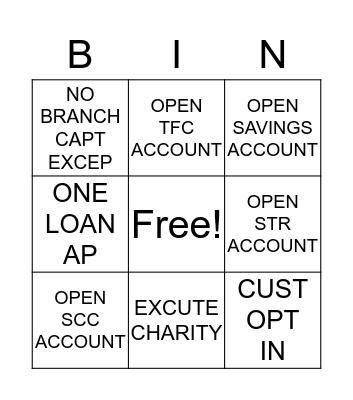 BANKER BINGO Card